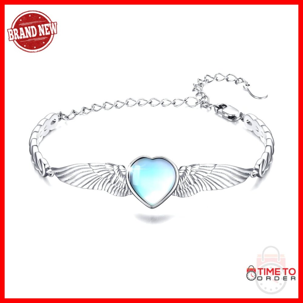 Sterling Silver Angel Wing Bracelet Adjustable Link Charm Dainty Minimal Jewelry